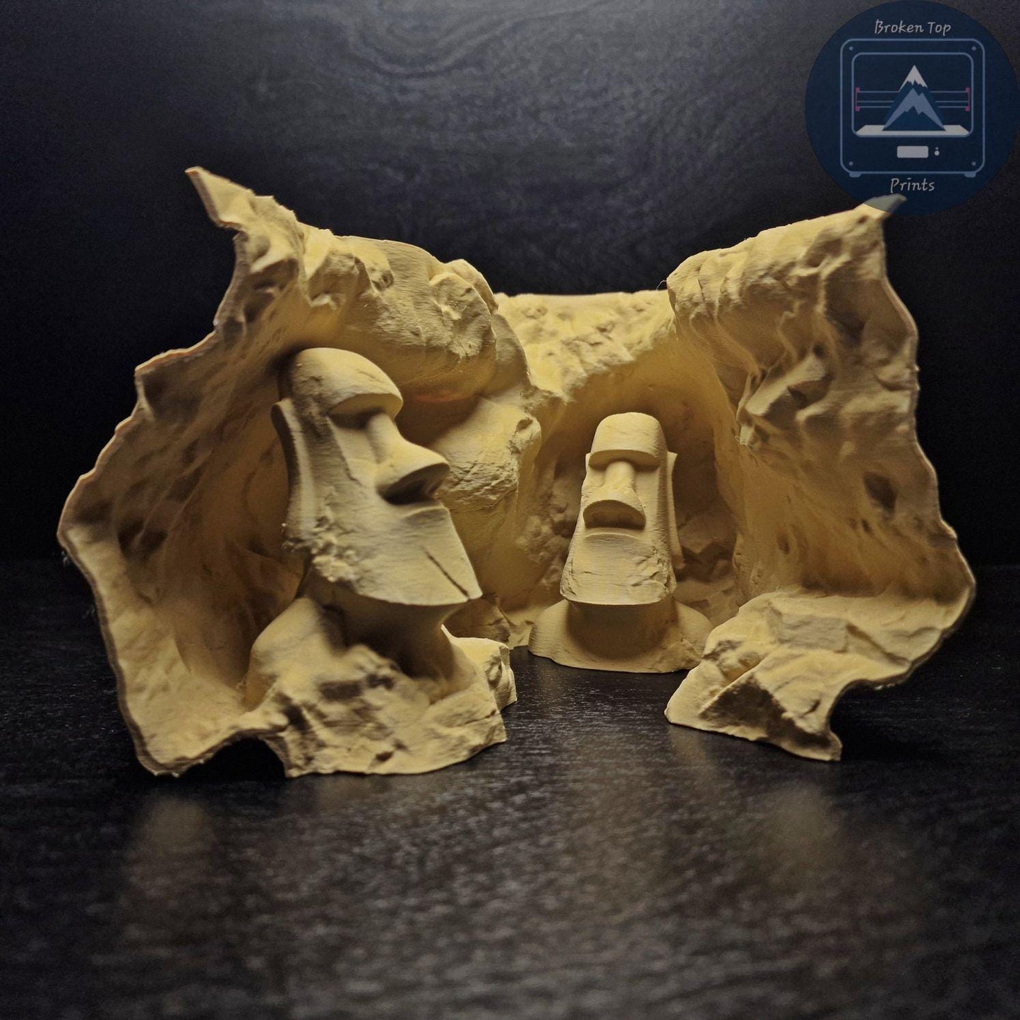 Observation Cave Decor, Tunnel Hide Shelter for Fish Shrimp Reptiles, Easter Island Moai Statue – 3D Printed Cave