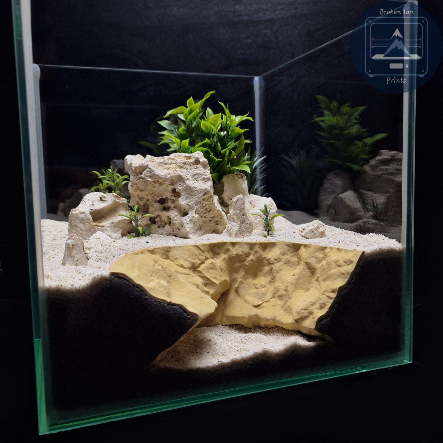 Burrow Tunnel Cave – Natural Habitat Decor for Aquarium, Terrarium, Fish, Shrimp, Reptile – 3D Printed Substrate Hideout