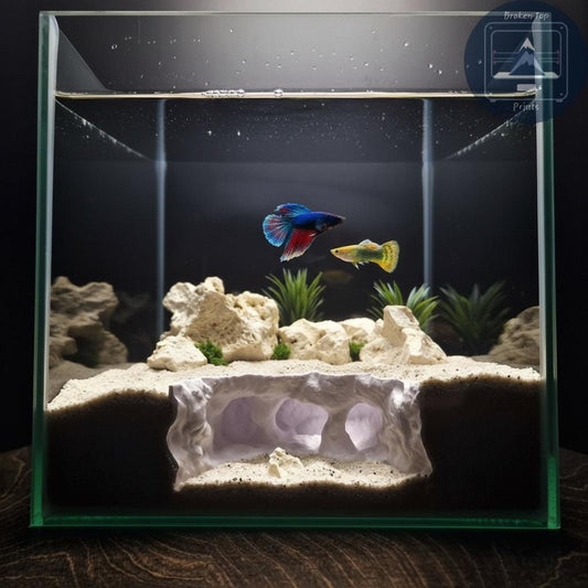 Atlantis Crest Aquarium Terrarium Cave Hideout for Fish Shrimp and Reptiles Mythic Rock Tunnel Decor for Aquascaping Tanks
