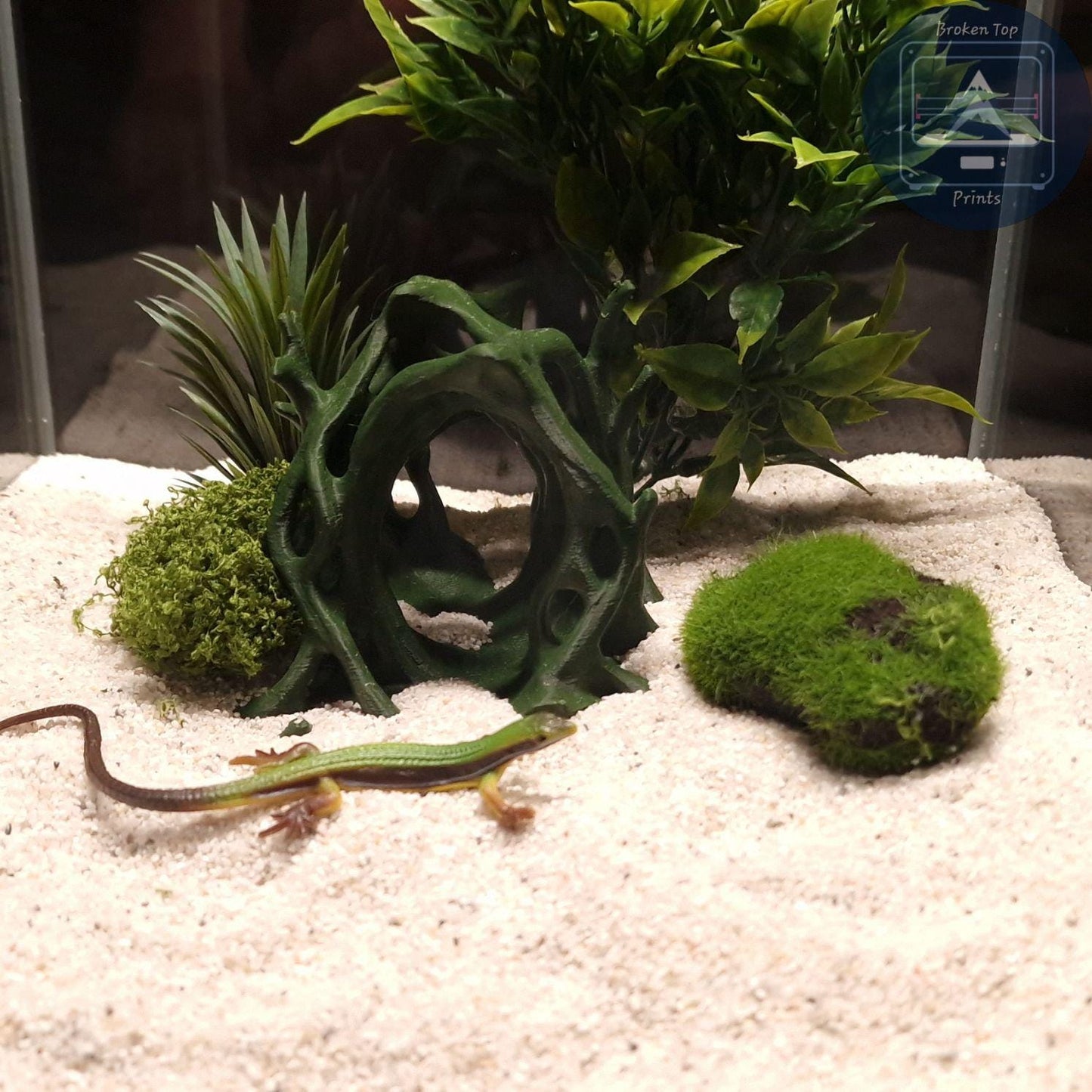 Aquascape Tunnel Cave: 3D Printed Aquarium Terrarium Archway, for Fish Shrimp Reptile, (Natural Forest Style Decor) Hardscape Tank Ornament