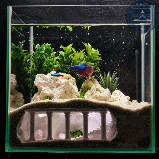 Lost Pillars Grotto Aquarium Terrarium Cave Hideout for Fish Shrimp and Reptiles Ancient Column Tunnel Decor for Aquascaping Tanks