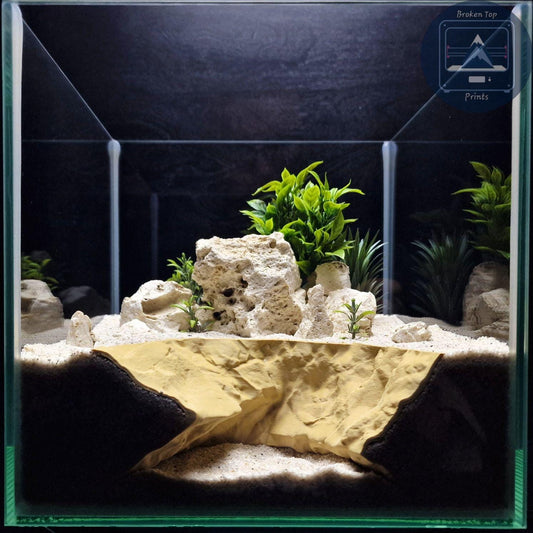 Burrow Tunnel Cave – Natural Habitat Decor for Aquarium, Terrarium, Fish, Shrimp, Reptile – 3D Printed Substrate Hideout