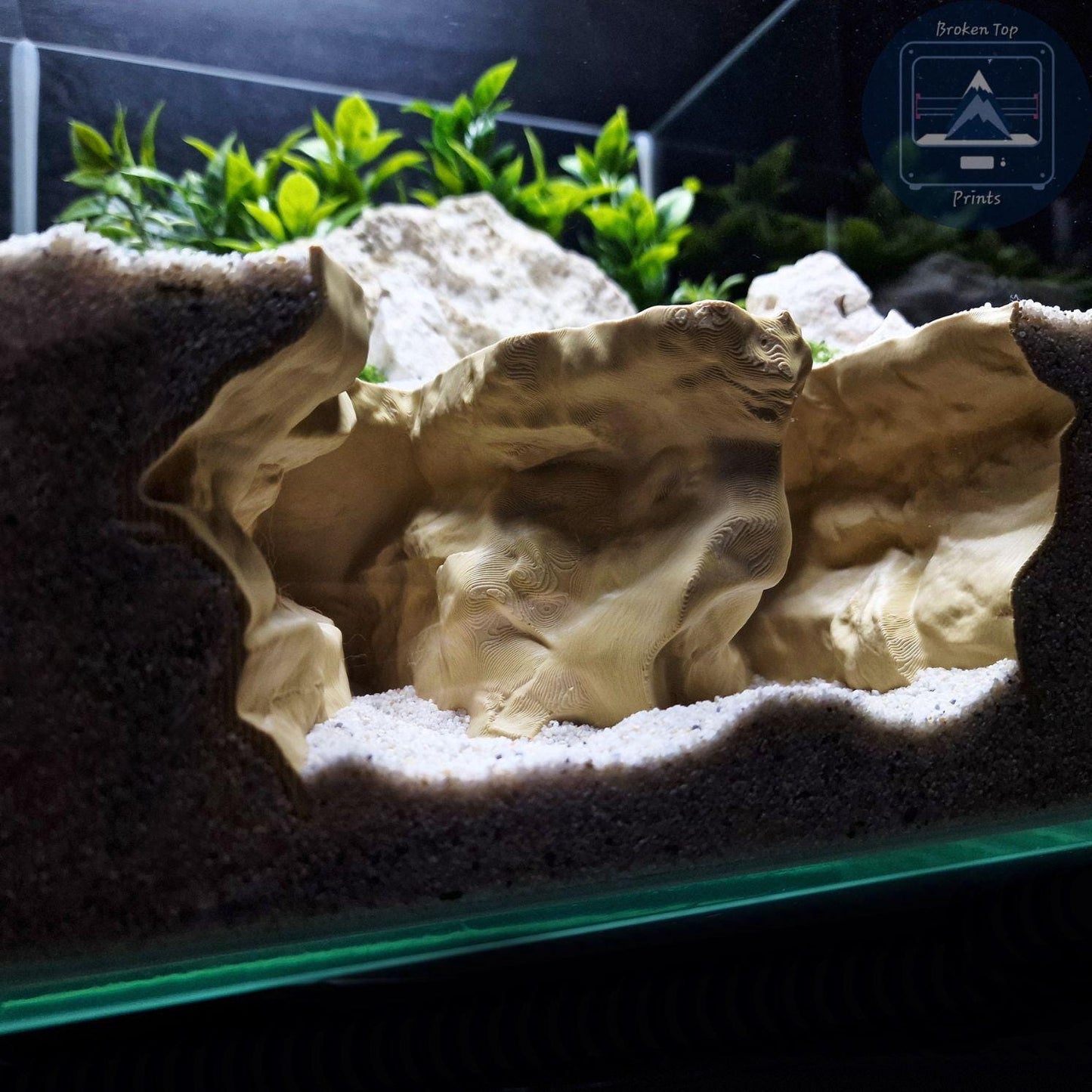 Aquarium Terrarium Decor Ravine Cave: 3D Printed Natural Fish Shrimp Reptile Hideout, (Durable Tank Hardscape Ornament)