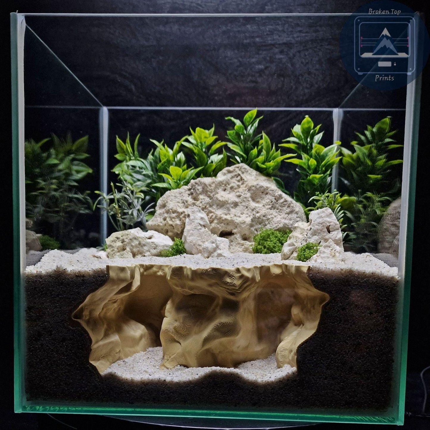Aquarium Terrarium Decor Ravine Cave: 3D Printed Natural Fish Shrimp Reptile Hideout, (Durable Tank Hardscape Ornament)