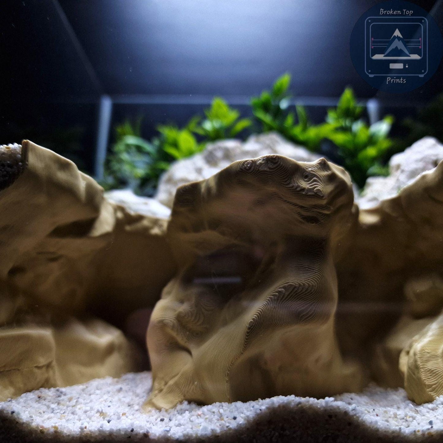 Aquarium Terrarium Decor Ravine Cave: 3D Printed Natural Fish Shrimp Reptile Hideout, (Durable Tank Hardscape Ornament)