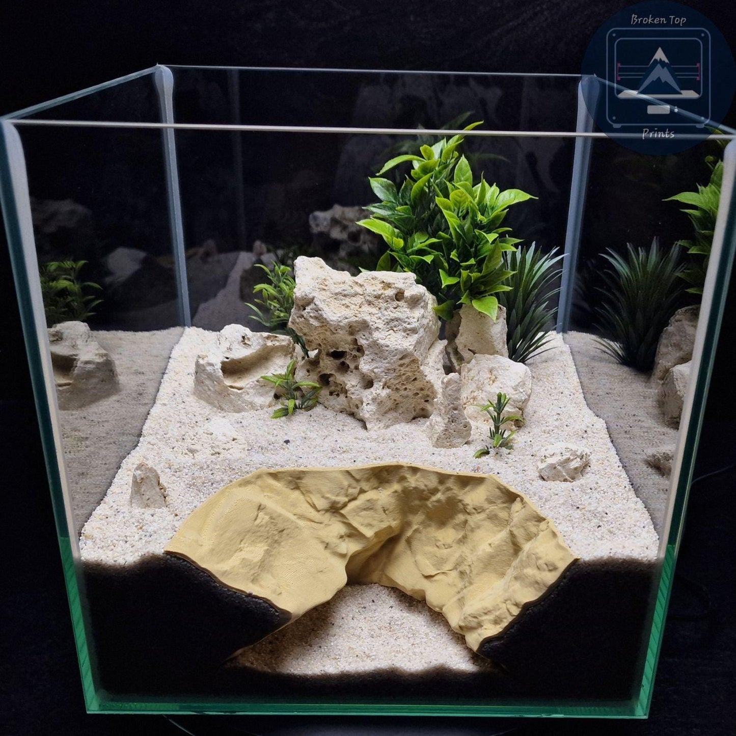 Burrow Tunnel Cave – Natural Habitat Decor for Aquarium, Terrarium, Fish, Shrimp, Reptile – 3D Printed Substrate Hideout