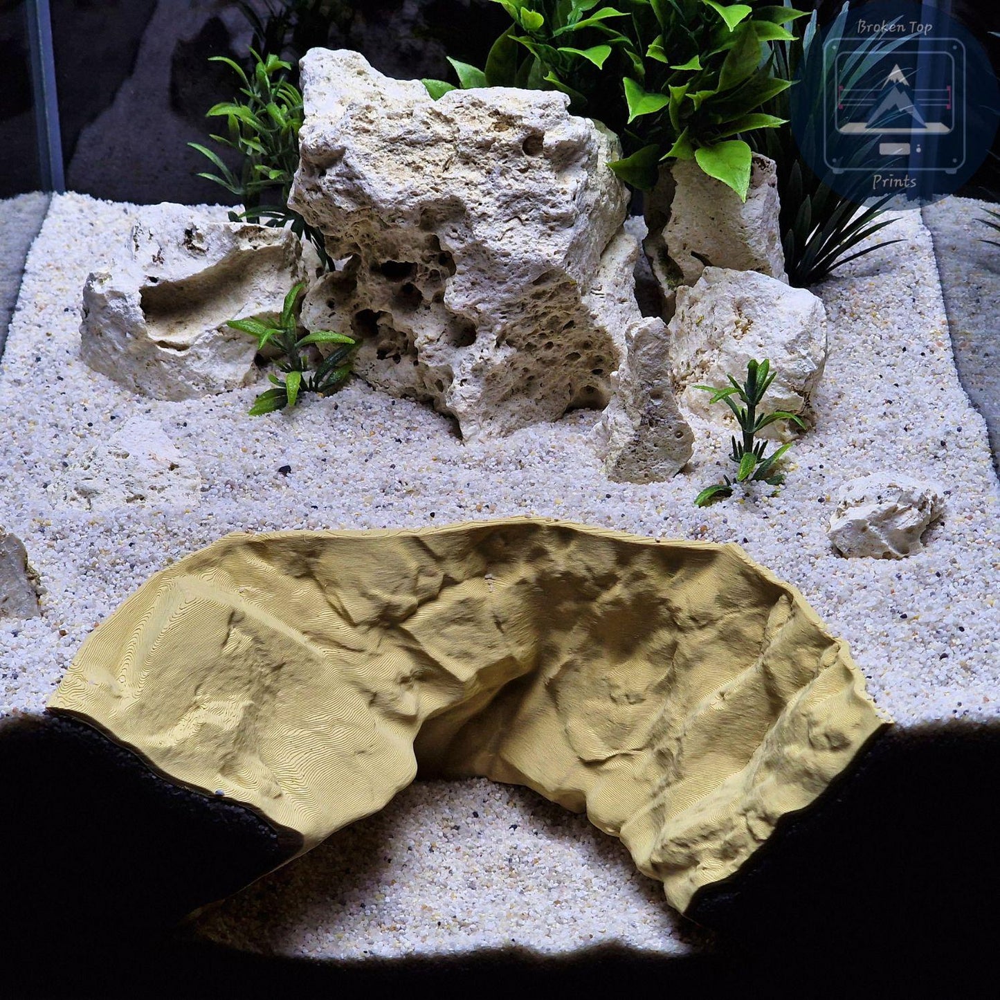 Burrow Tunnel Cave – Natural Habitat Decor for Aquarium, Terrarium, Fish, Shrimp, Reptile – 3D Printed Substrate Hideout