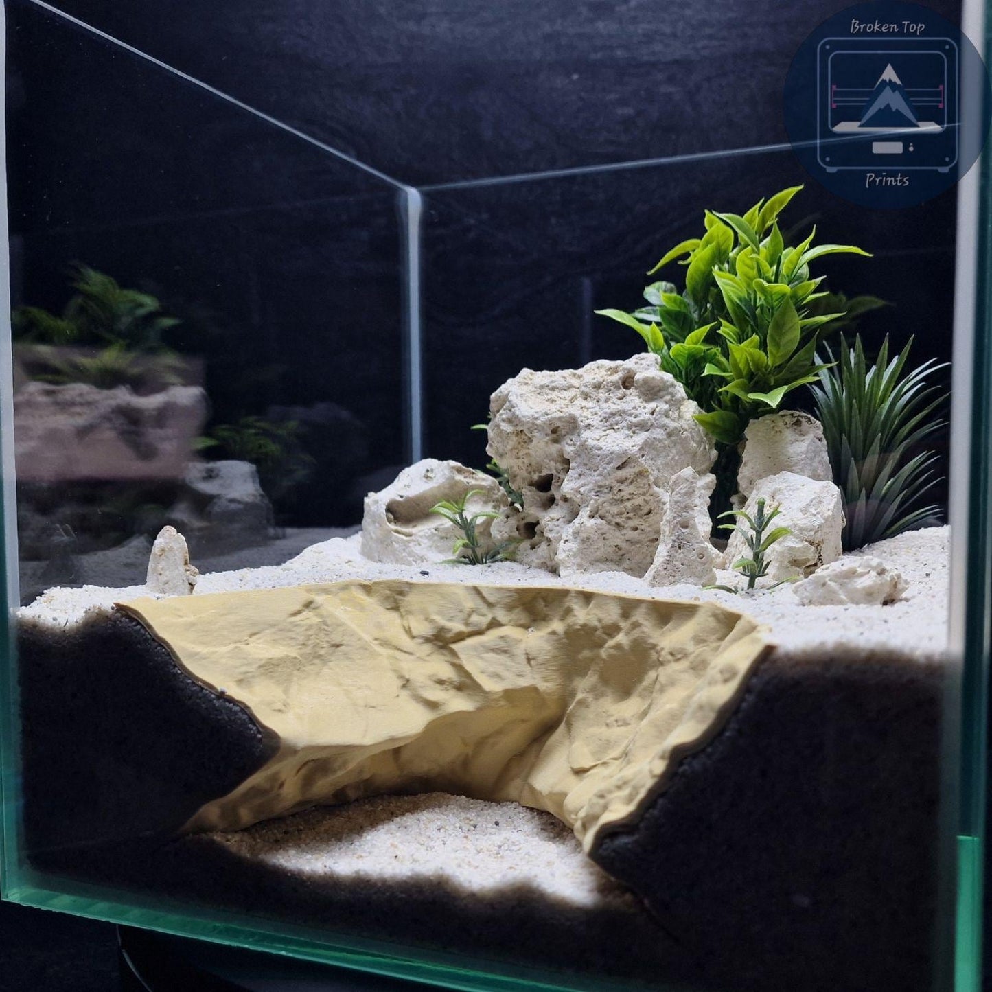 Burrow Tunnel Cave – Natural Habitat Decor for Aquarium, Terrarium, Fish, Shrimp, Reptile – 3D Printed Substrate Hideout