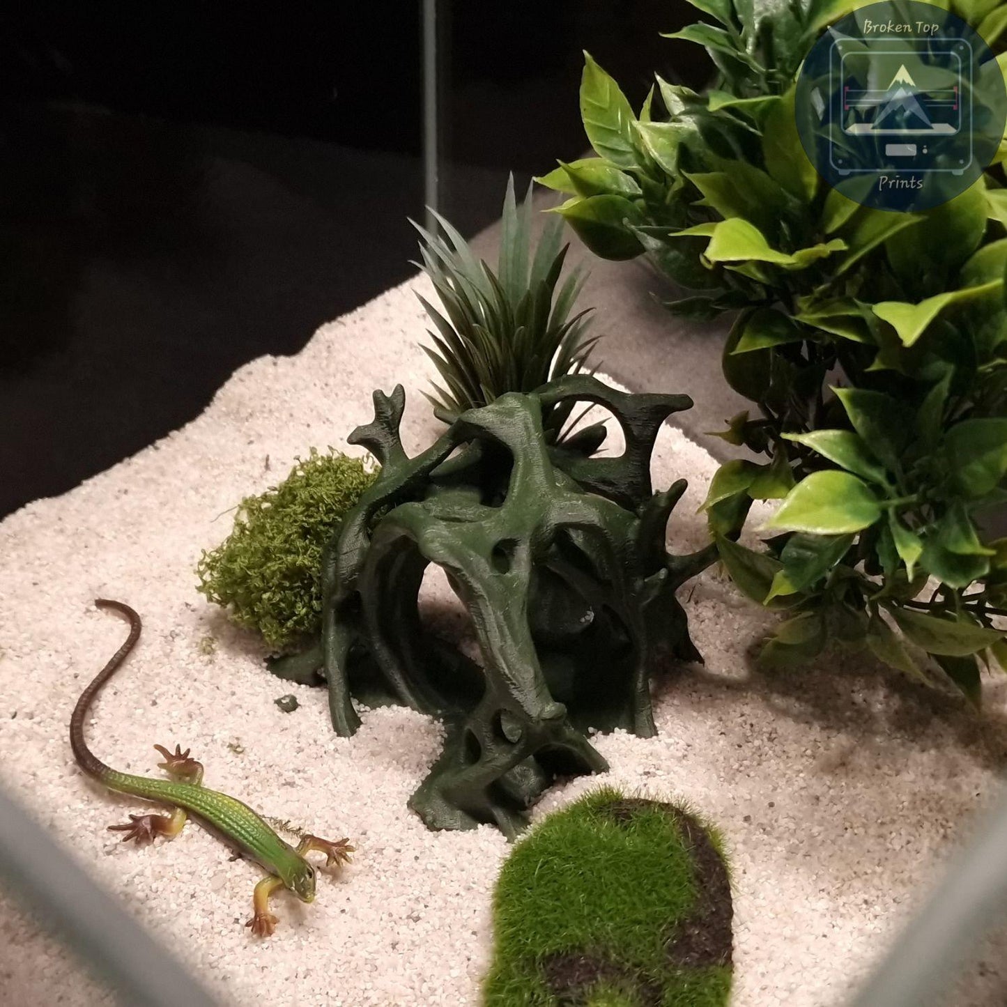 Aquascape Tunnel Cave: 3D Printed Aquarium Terrarium Archway, for Fish Shrimp Reptile, (Natural Forest Style Decor) Hardscape Tank Ornament