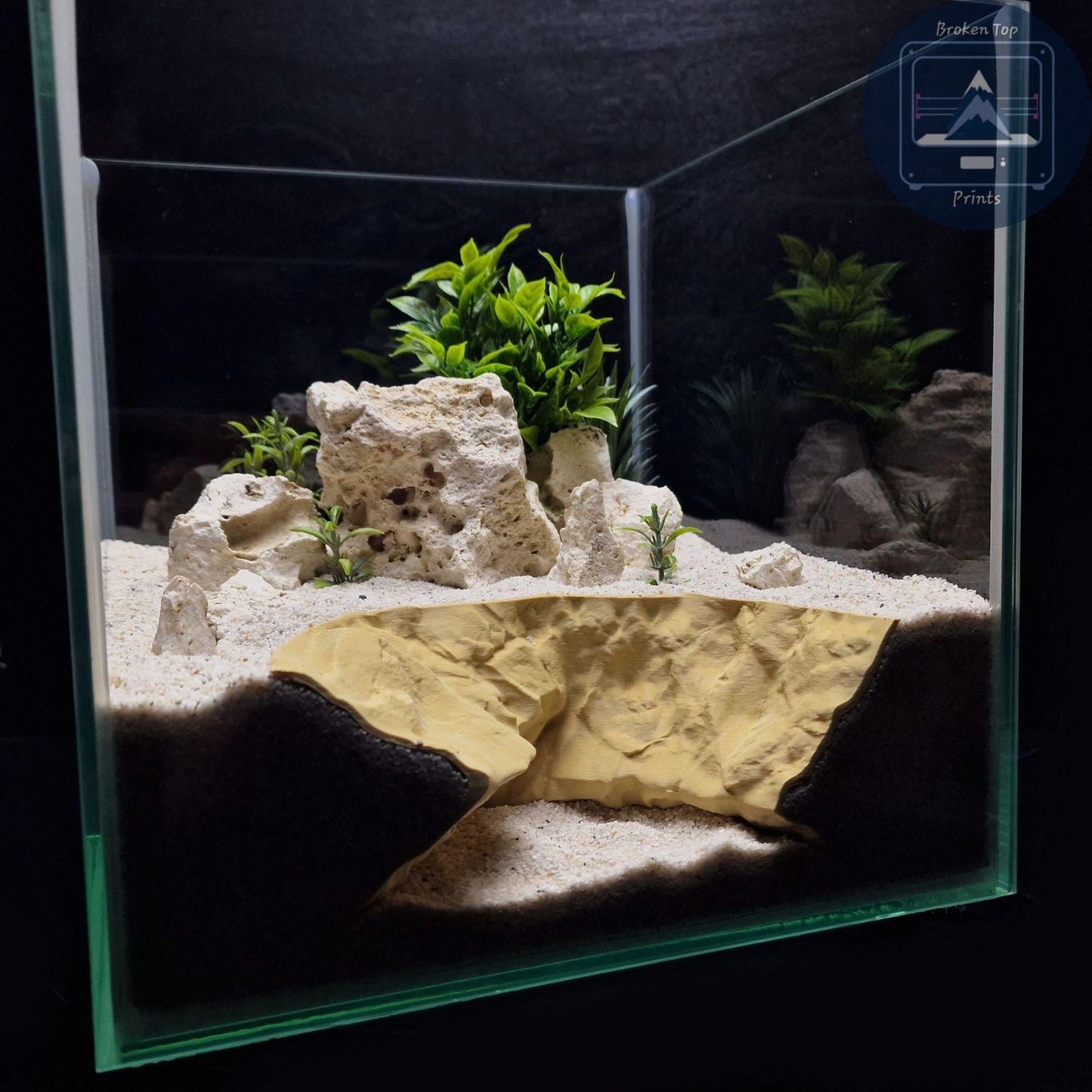 Burrow Tunnel Cave – Natural Habitat Decor for Aquarium, Terrarium, Fish, Shrimp, Reptile – 3D Printed Substrate Hideout