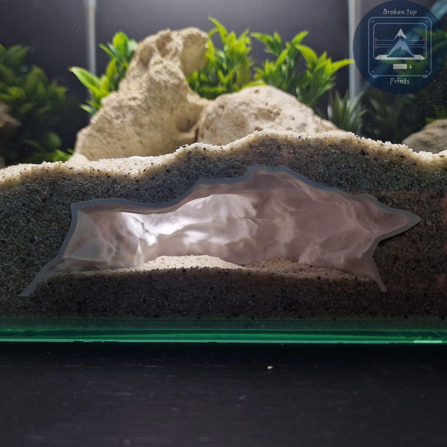 Substrate Tunnel Cave Hardscape Decor, Underground Hide Shelter Terrain Feature – Aquaform Den, 3D Printed Aquascape Cave