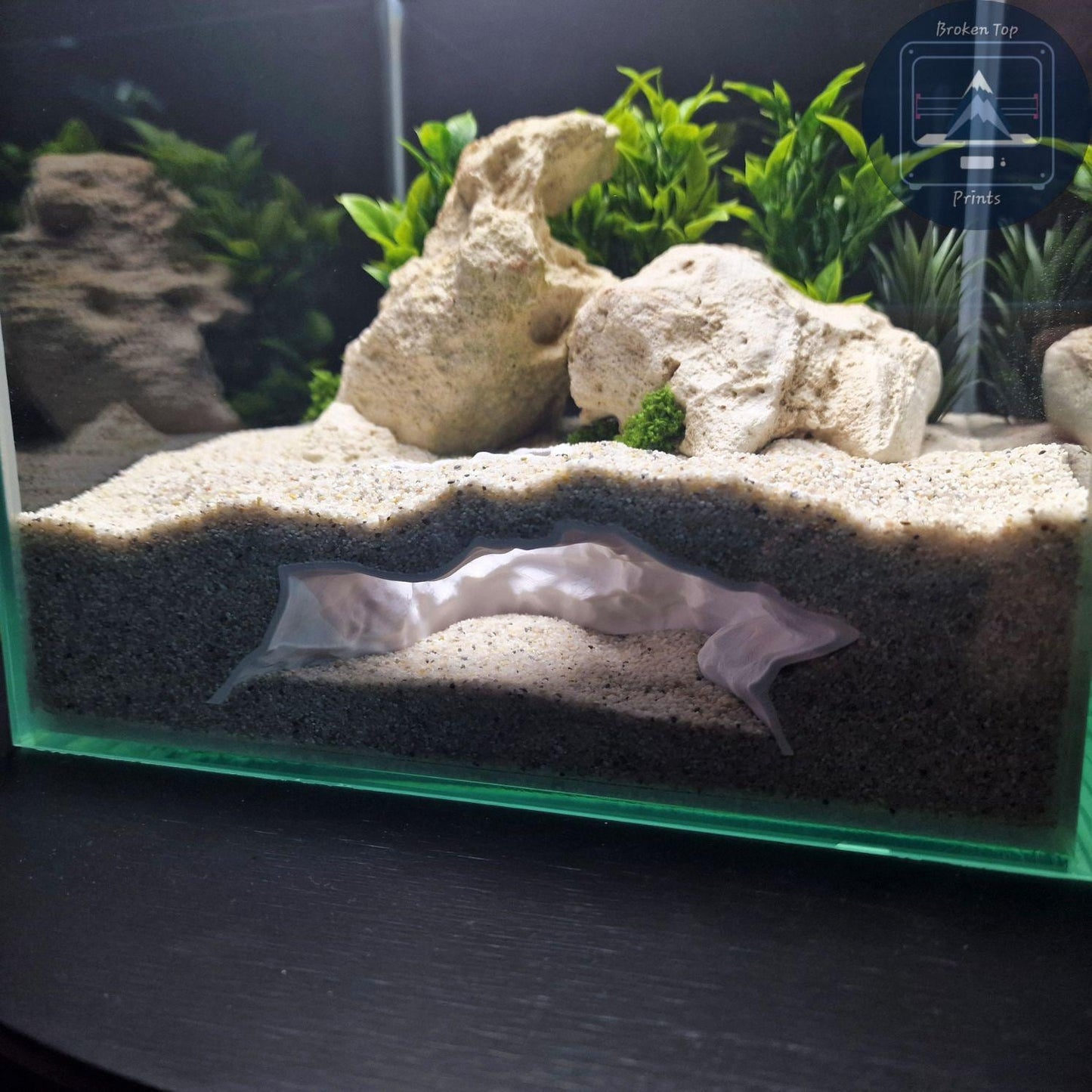 Substrate Tunnel Cave Hardscape Decor, Underground Hide Shelter Terrain Feature – Aquaform Den, 3D Printed Aquascape Cave