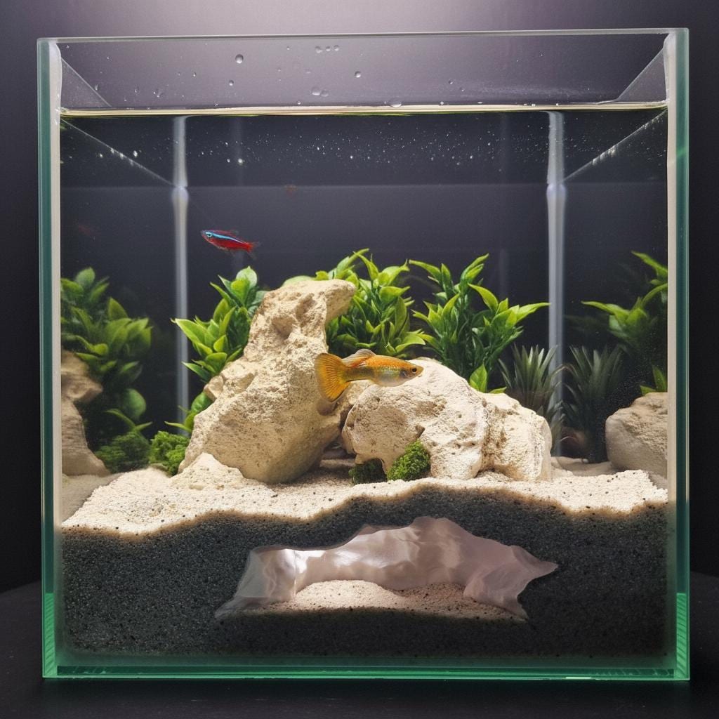 Substrate Tunnel Cave Hardscape Decor, Underground Hide Shelter Terrain Feature – Aquaform Den, 3D Printed Aquascape Cave