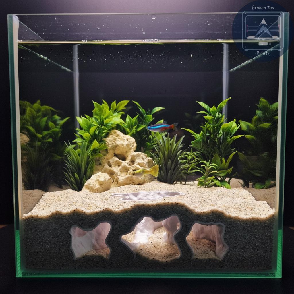 Aquarium Cave Tunnel Hide – Catacombs Hollow- 3D Printed Shelter for Fish, Shrimp & Reptiles
