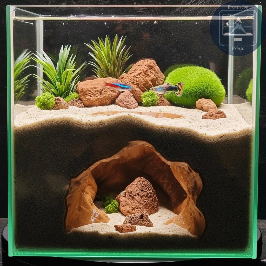 Twilight Cavern – 3D Printed Aquarium & Terrarium Hideout | Naturalistic Fish, Shrimp, Reptile Cave Decor