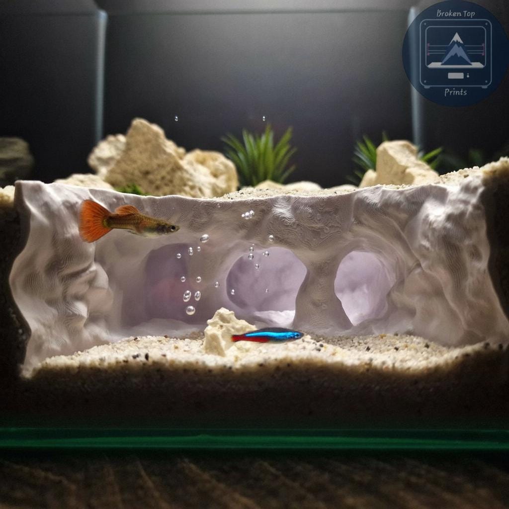 Atlantis Crest Aquarium Terrarium Cave Hideout for Fish Shrimp and Reptiles Mythic Rock Tunnel Decor for Aquascaping Tanks