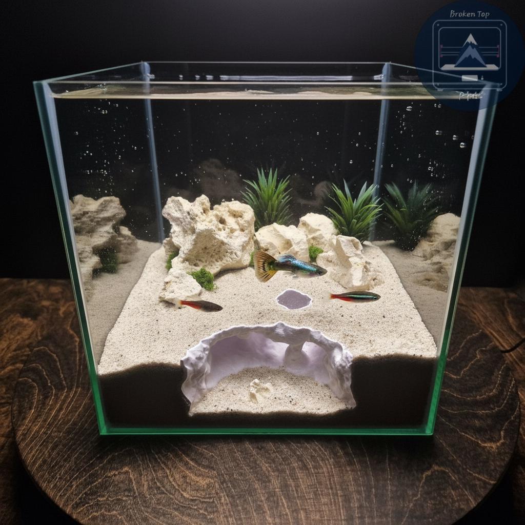 Atlantis Crest Aquarium Terrarium Cave Hideout for Fish Shrimp and Reptiles Mythic Rock Tunnel Decor for Aquascaping Tanks