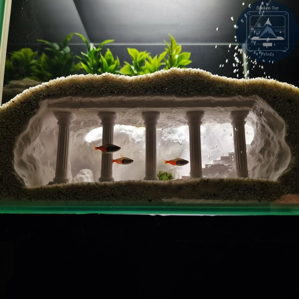 Lost Pillars Grotto Aquarium Terrarium Cave Hideout for Fish Shrimp and Reptiles Ancient Column Tunnel Decor for Aquascaping Tanks