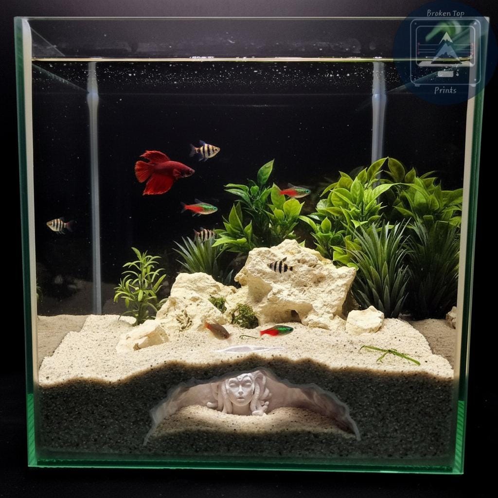 Medusa’s Lair – Aquarium & Terrarium Cave Hideout for Fish, Shrimp, and Reptiles | Mythical Gorgon Face Tunnel Decor for Aquascaping
