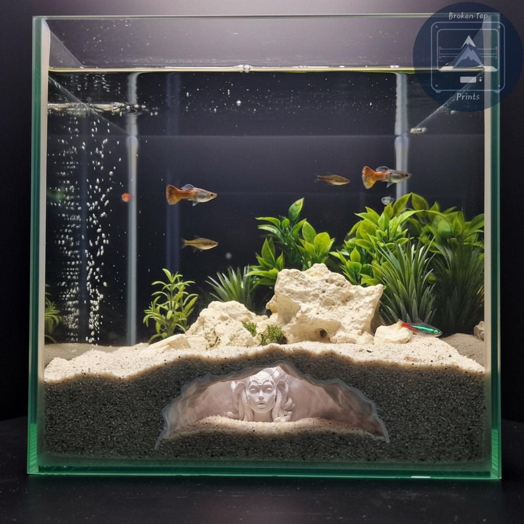 Medusa’s Lair – Aquarium & Terrarium Cave Hideout for Fish, Shrimp, and Reptiles | Mythical Gorgon Face Tunnel Decor for Aquascaping
