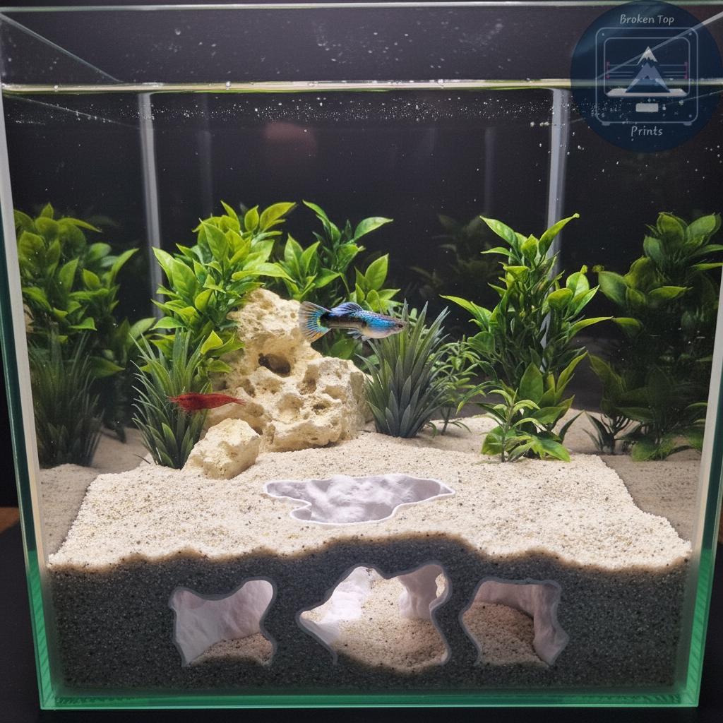 Aquarium Cave Tunnel Hide – Catacombs Hollow- 3D Printed Shelter for Fish, Shrimp & Reptiles
