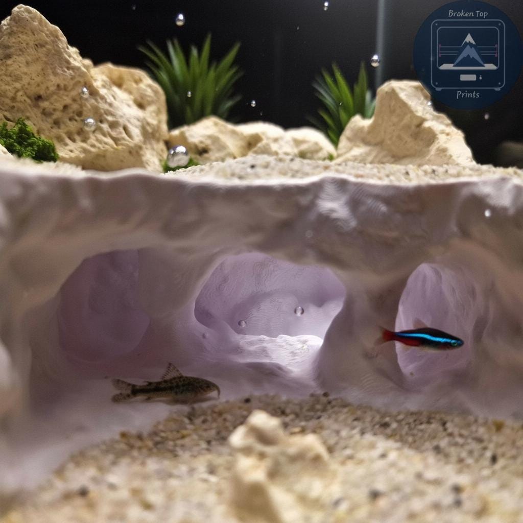Atlantis Crest Aquarium Terrarium Cave Hideout for Fish Shrimp and Reptiles Mythic Rock Tunnel Decor for Aquascaping Tanks