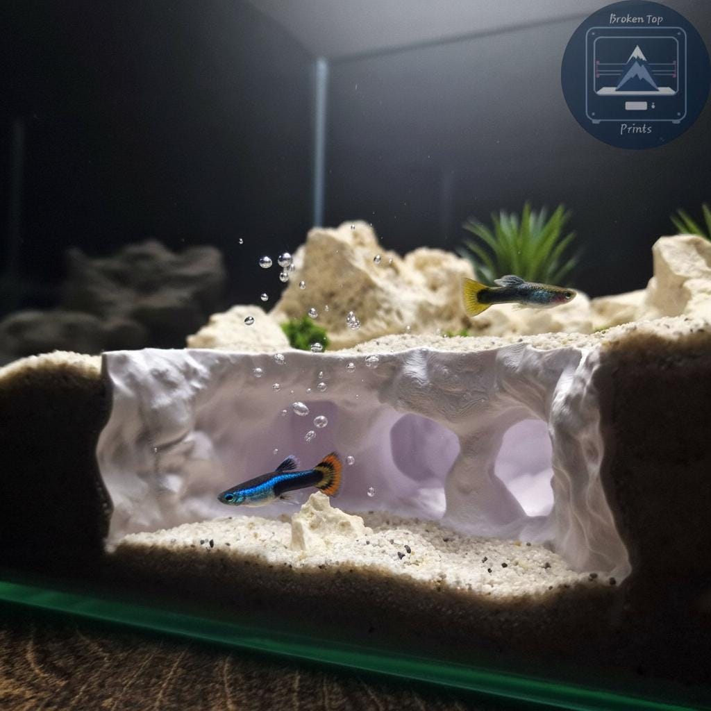 Atlantis Crest Aquarium Terrarium Cave Hideout for Fish Shrimp and Reptiles Mythic Rock Tunnel Decor for Aquascaping Tanks