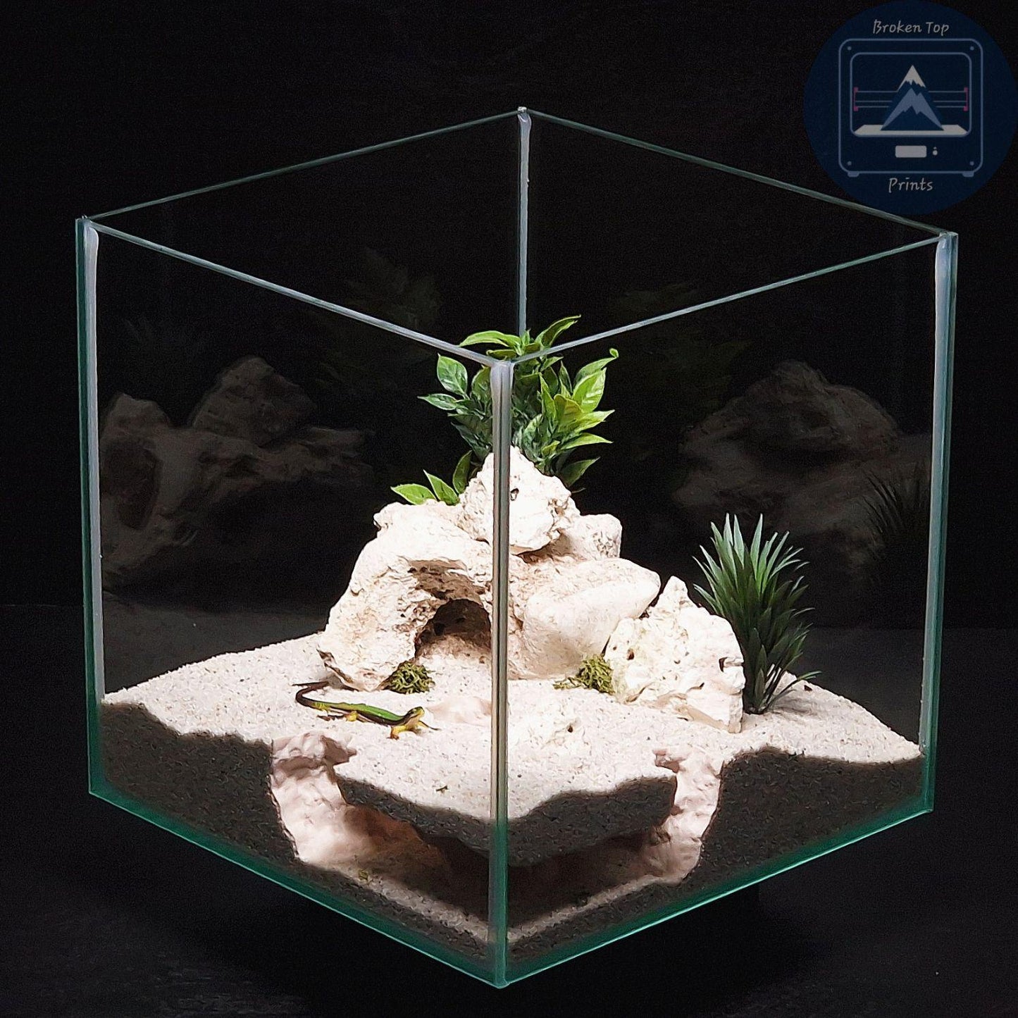 Cave Hide Decor for Fish Shrimp Reptiles, 3D Printed Tunnel Hideout Aquascape Terrarium Feature – Windswept Cavern