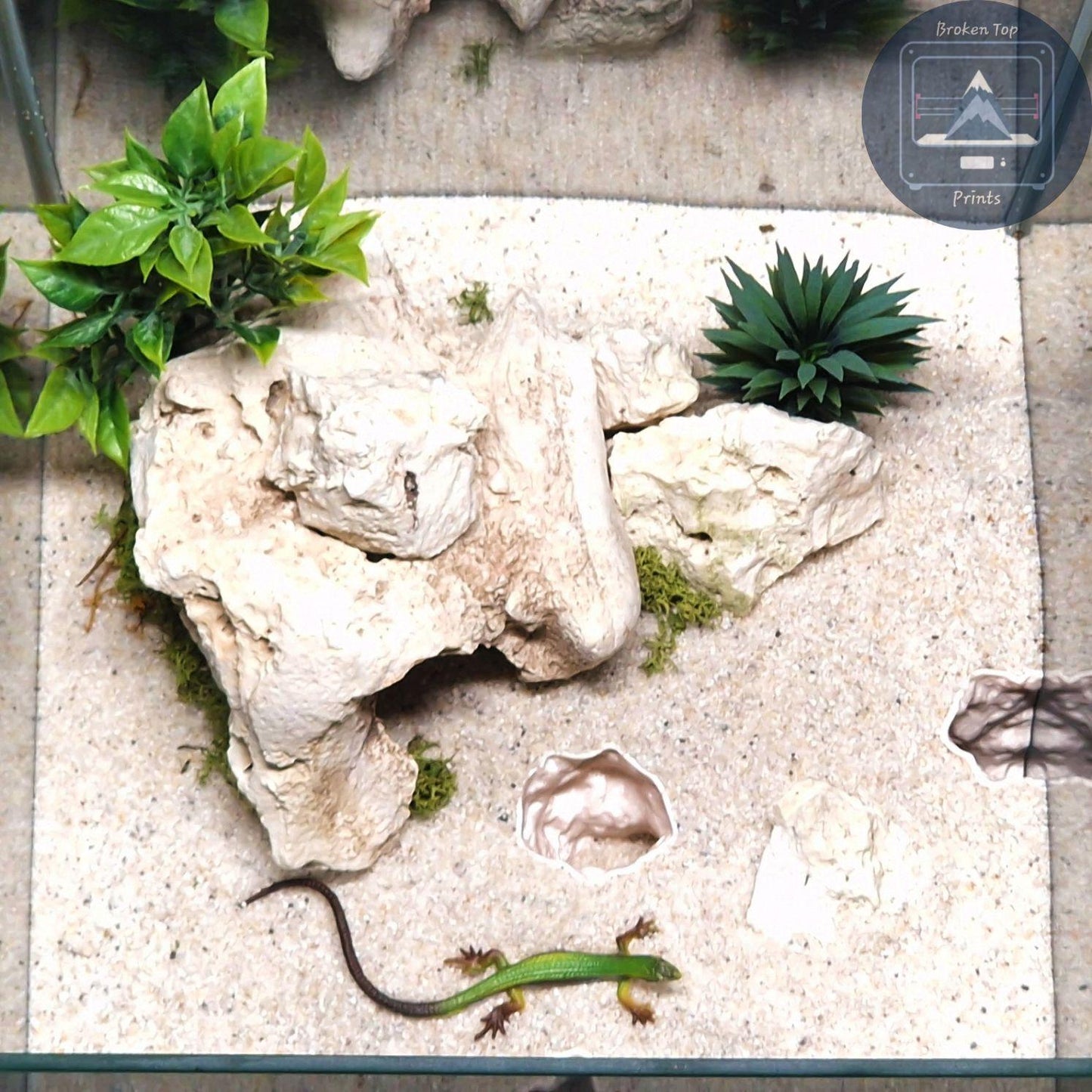 Cave Hide Decor for Fish Shrimp Reptiles, 3D Printed Tunnel Hideout Aquascape Terrarium Feature – Windswept Cavern