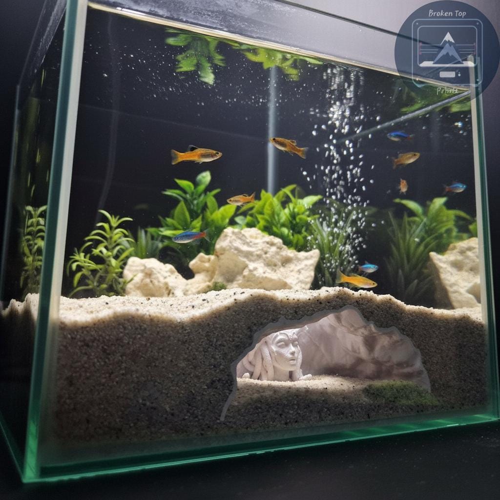 Medusa’s Lair – Aquarium & Terrarium Cave Hideout for Fish, Shrimp, and Reptiles | Mythical Gorgon Face Tunnel Decor for Aquascaping