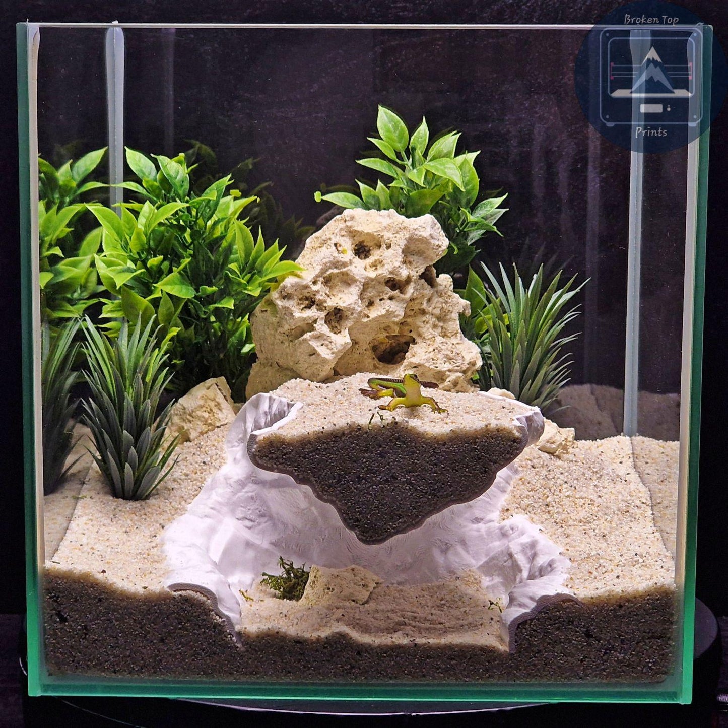 Echo Ridge Aquarium & Terrarium Cave Hideout, 3D Printed Ravine Style Tunnel for Fish Shrimp Reptiles, Natural Aquascape Decor