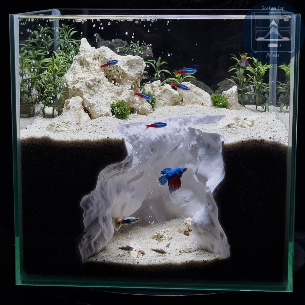 Underground Tunnel Cave Hardscape Decor | Substrate Stone Rift Hideout, Burrow Shelter, Sculpted Terrain Cave – Silent Rift