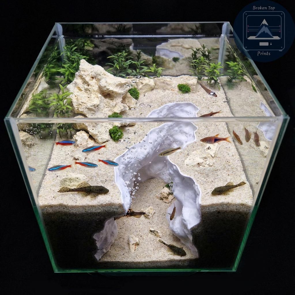 Underground Tunnel Cave Hardscape Decor | Substrate Stone Rift Hideout, Burrow Shelter, Sculpted Terrain Cave – Silent Rift