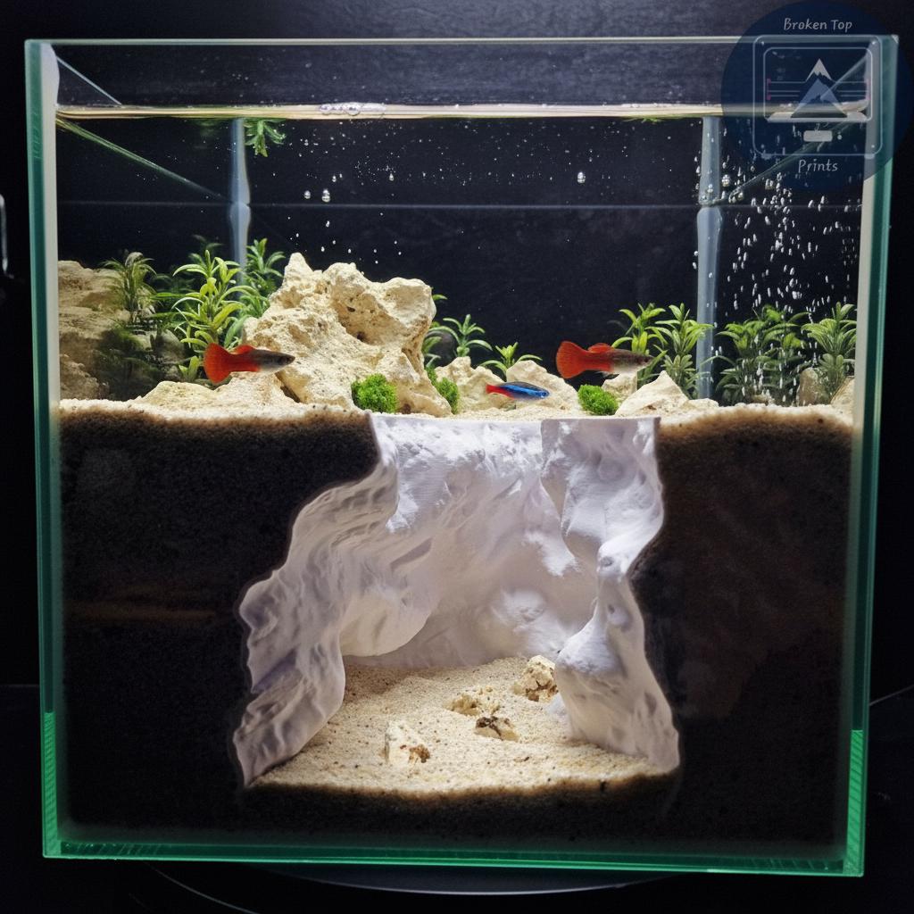 Underground Tunnel Cave Hardscape Decor | Substrate Stone Rift Hideout, Burrow Shelter, Sculpted Terrain Cave – Silent Rift