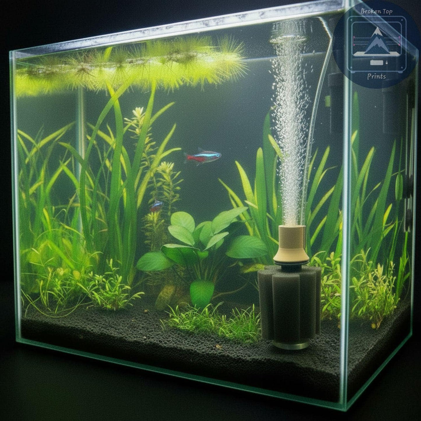 Aquarium Sponge Filter Turbo Adapter – High Flow Airlift Booster, 3D Printed PETG Upgrade for Sponge Filters, Fish Tank Aeration Mod