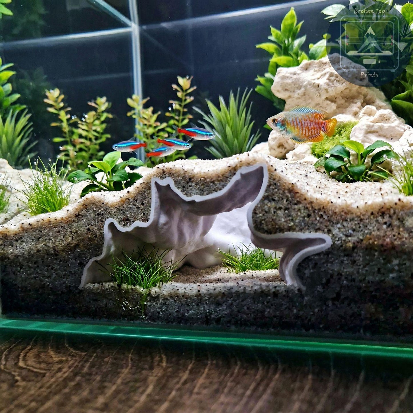 Aquarium Root Cave Hide – Abyss Root Tunnel Shelter for Fish, Shrimp & Burrowing Species | 3D Printed Decor