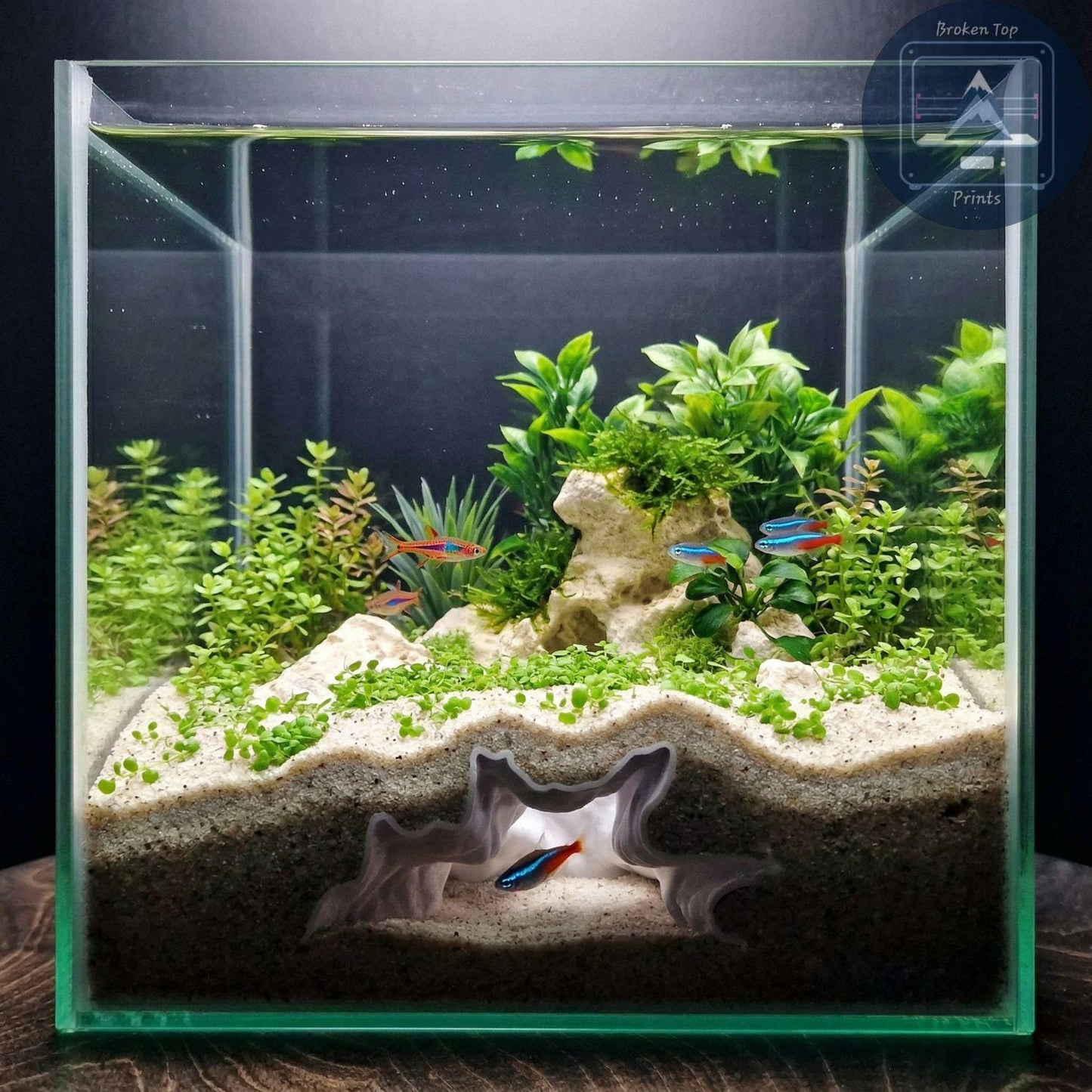 Aquarium Root Cave Hide – Abyss Root Tunnel Shelter for Fish, Shrimp & Burrowing Species | 3D Printed Decor