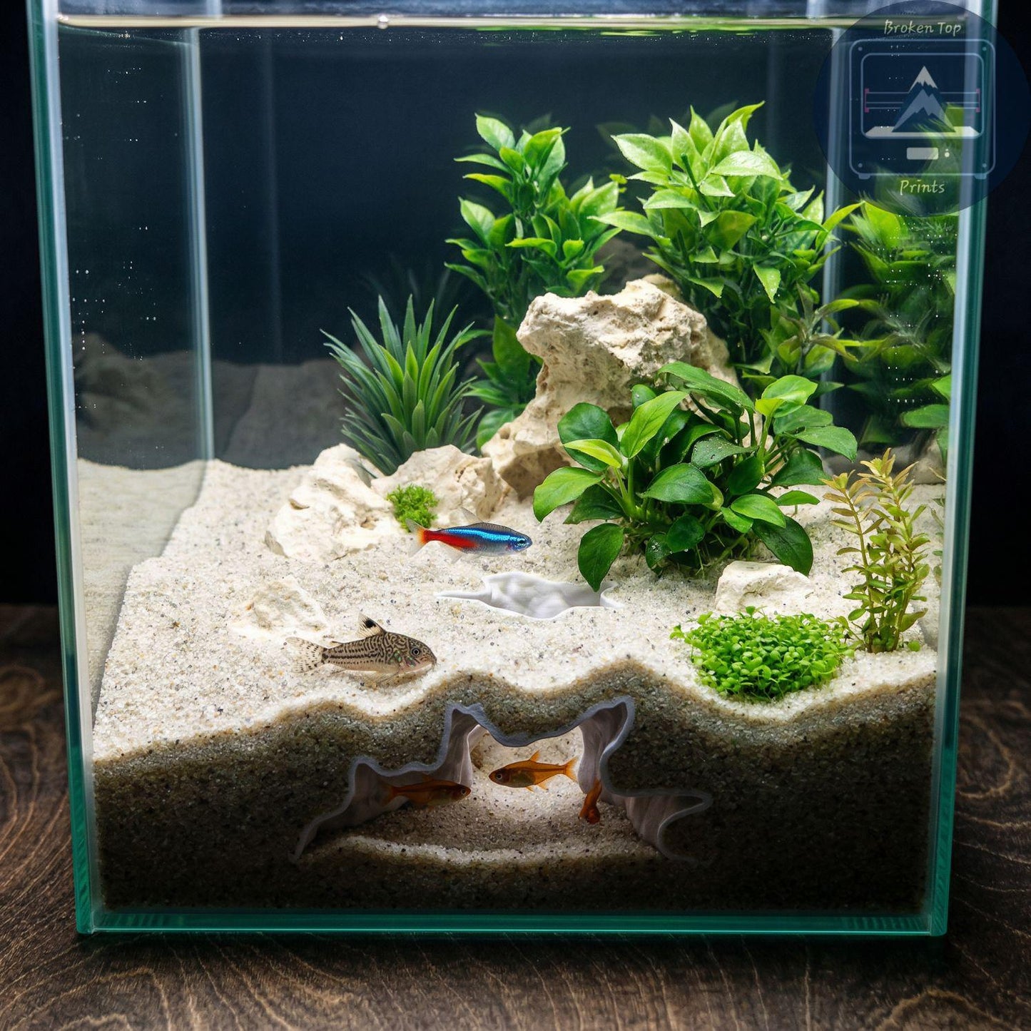Aquarium Root Cave Hide – Abyss Root Tunnel Shelter for Fish, Shrimp & Burrowing Species | 3D Printed Decor