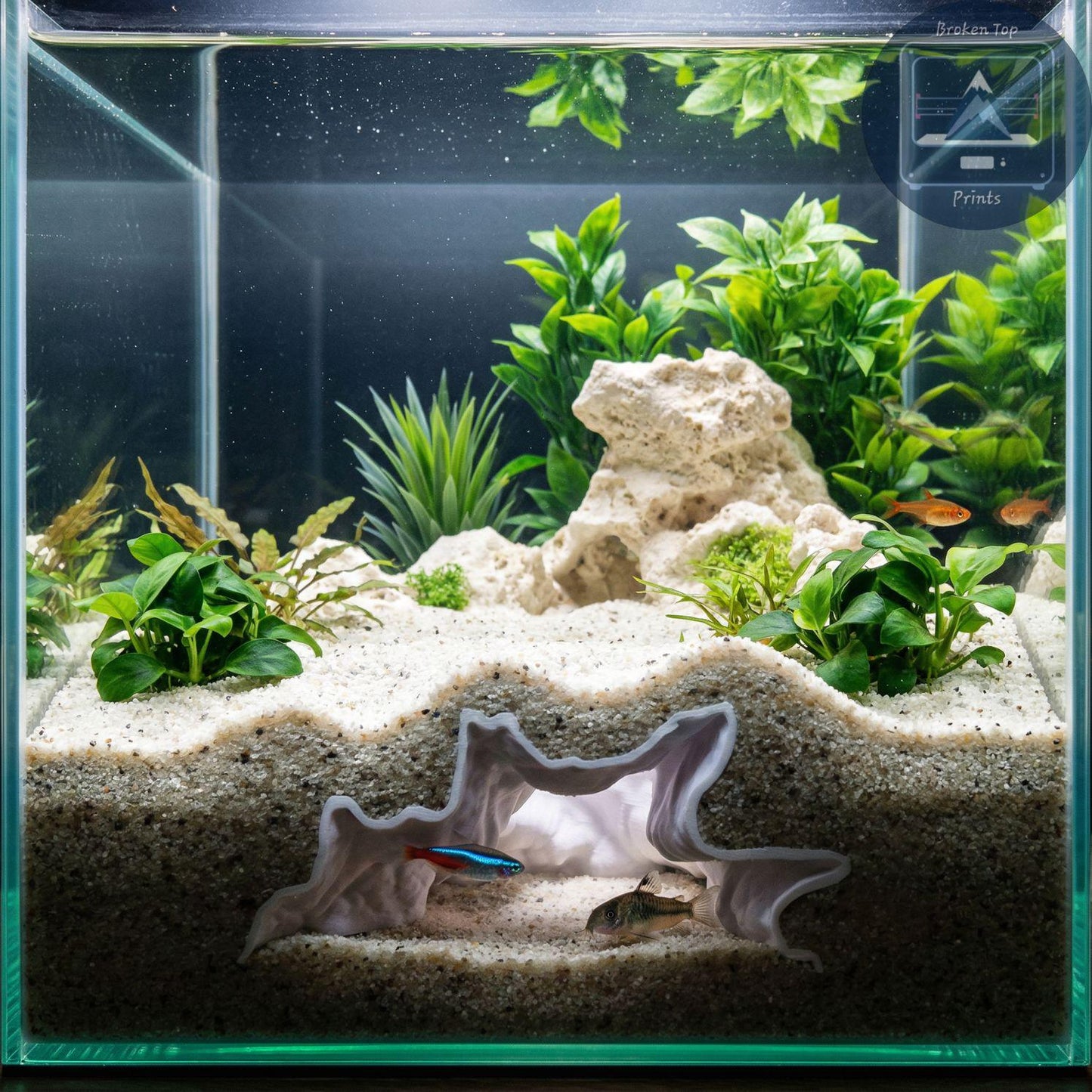 Aquarium Root Cave Hide – Abyss Root Tunnel Shelter for Fish, Shrimp & Burrowing Species | 3D Printed Decor