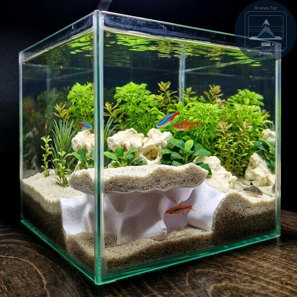 Aqua Nest Aquarium Cave Hide, Textured Fish Shelter, Shrimp and Pleco Hideout, Aquascape Decor, Beneficial Bacteria Surface