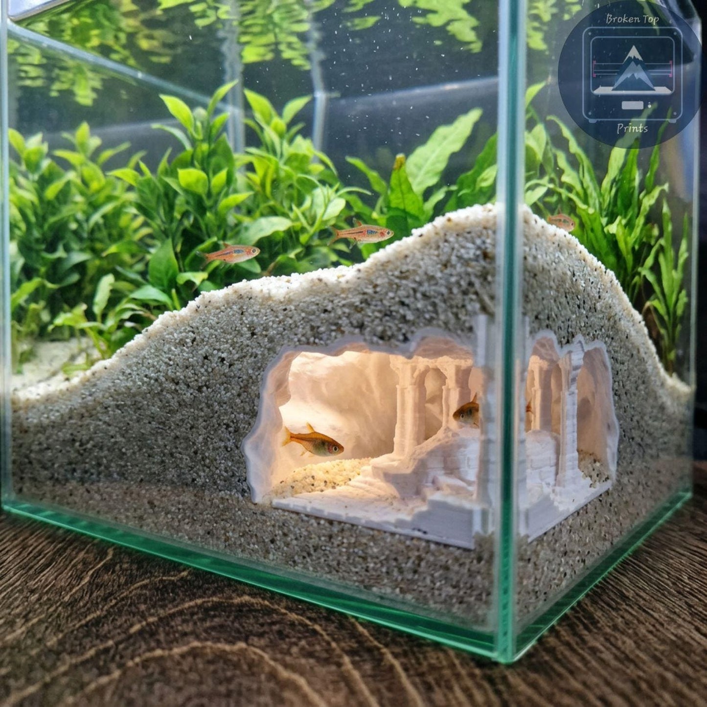 Aquarium Cave, Substrate Tunnel | Old Ruins Underground Hideout | 3D Printed PETG Fish Shelter for Shrimp, Bettas & Plecos